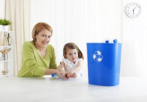 Variety of business waste materials sorted for removal